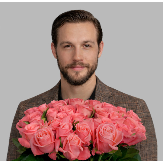 29 белых роз Мондиаль 60см